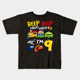 Beep Beep Chooo Chooo I am 9 Birthday Kids Kids T-Shirt